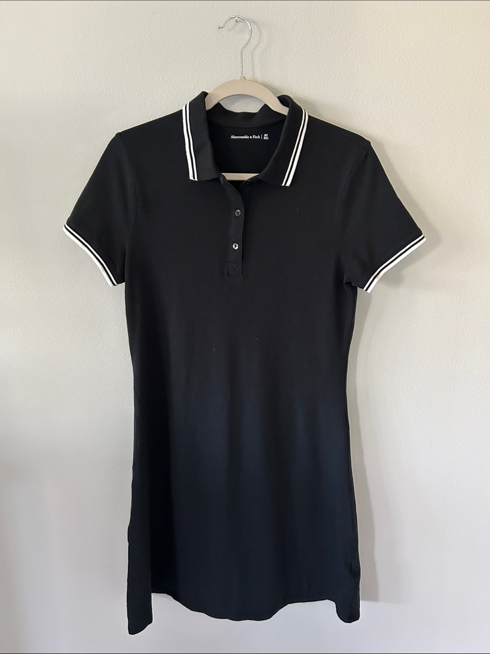 Abercrombie & Fitch Black Polo Dress with White Trim size MT